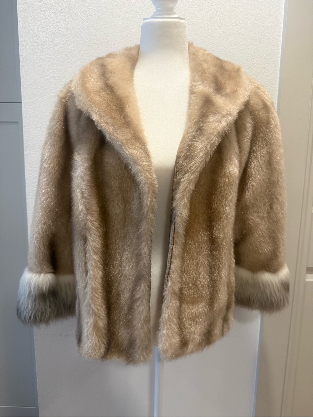 Vintage Regina Glenara Faux Fur Coat Shawl Collar Glam